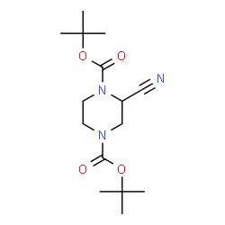 2-氰基哌嗪-1,4-二甲酸二叔丁酯结构式