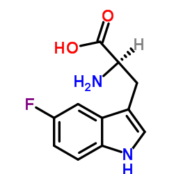 (R)-2-氨基-3-(5-氟-1H-吲哚-3-基)-丙酸结构式
