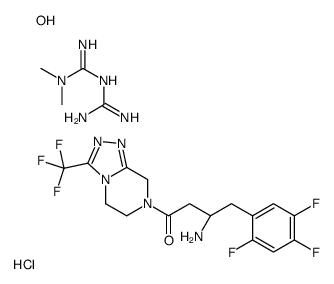 (3R)-3-amino-1-[3-(trifluoromethyl)-6,8-dihydro-5H-[1,2,4]triazolo[4,3-a]pyrazin-7-yl]-4-(2,4,5-trifluorophenyl)butan-1-one,3-(diaminomethylidene)-1,1-dimethylguanidine,phosphoric acid,hydrochloride结构式