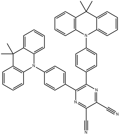 5,6-双[4-(9,9-二甲基-9,10二氢吖啶)苯基]-2,3-二氰基吡嗪结构式