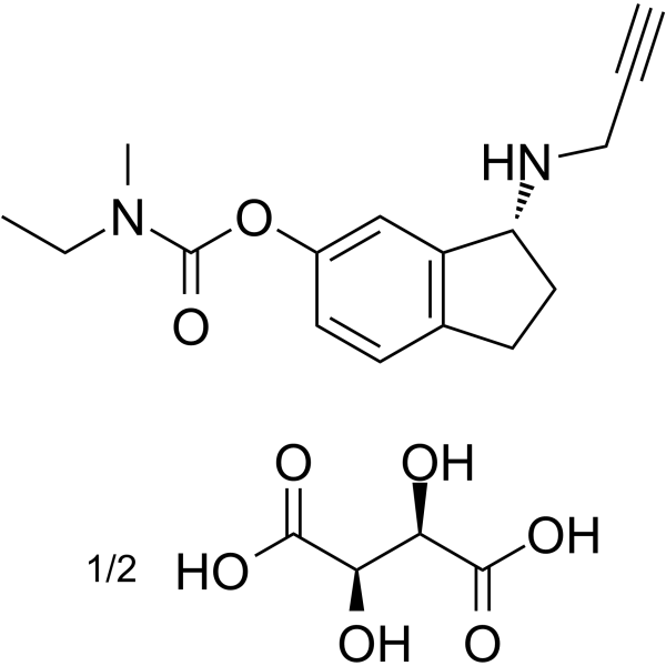 乙基甲基-氨基甲酸 (3R)-2,3-二氢-3-(2-丙炔氨基)-1H-茚-5-基酯酒石酸盐结构式