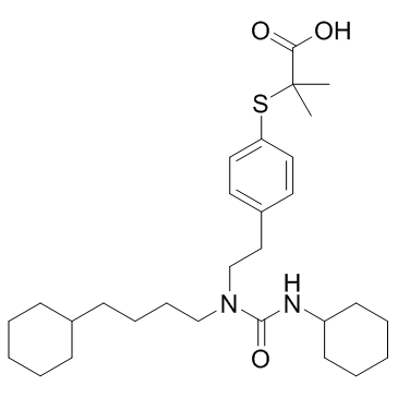 2-[[4-[2-[[环己基氨基)羰基](4-环己基丁基)氨基]乙基]苯基]硫基]-2-甲基丙酸结构式
