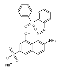 sodium 6-amino-4-hydroxy-5-[[2-(phenylsulphonyl)phenyl]azo]naphthalene-2-sulphonate Structure