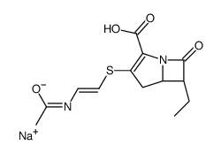 sodium,(5R,6R)-3-[(E)-2-acetamidoethenyl]sulfanyl-6-ethyl-7-oxo-1-azabicyclo[3.2.0]hept-2-ene-2-carboxylate Structure