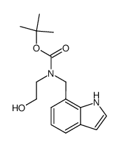 tert-butyl (2-hydroxyethyl)(1Hindol-7-ylmethyl)carbamate结构式
