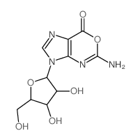 3-amino-9-[(2R,3R,4R,5R)-3,4-dihydroxy-5-(hydroxymethyl)oxolan-2-yl]-4-oxa-2,7,9-triazabicyclo[4.3.0]nona-2,7,10-trien-5-one structure