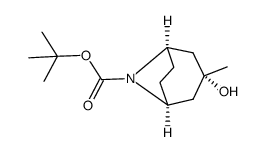 3-endo-hydroxy-3-exo-methyl-8-azabicyclo[3.2.1]octane-8-carboxylic acid tert-butyl ester结构式