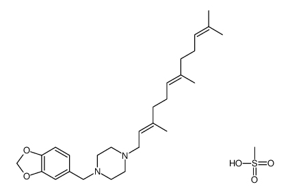 1-(1,3-benzodioxol-5-ylmethyl)-4-[(2E,6E)-3,7,11-trimethyldodeca-2,6,10-trienyl]piperazine,methanesulfonic acid Structure