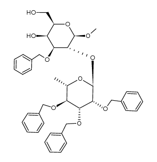 methyl 3-O-benzyl-2-O-(2,3,4-tri-O-benzyl-α-L-rhamnopyranosyl)-β-D-galactopyranoside结构式