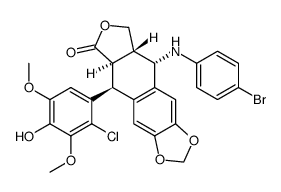 4'-O-demethyl-2'-chloro-4β-(4''-bromoanilino)-4-desoxypodophyllotoxin Structure