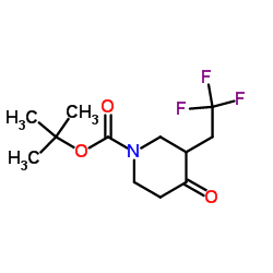 2-Methyl-2-propanyl 4-oxo-3-(2,2,2-trifluoroethyl)-1-piperidinecarboxylate Structure