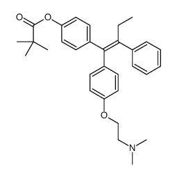 (E)-1-[4-[2-(N,N-二甲基氨基)乙氧基]苯基]-1-[4-(三甲基乙酰氧基)苯基]-2-苯基丁-1-烯结构式