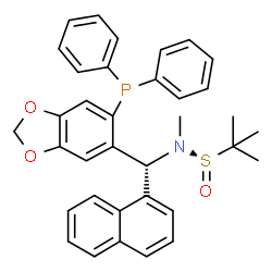 [S(R)]-N-[(R)-[6-(二苯基膦)苯并[d][1,3]-二氧戊环-5基]-1-萘基甲基]-N-甲基-2-叔丁基亚磺酰胺结构式