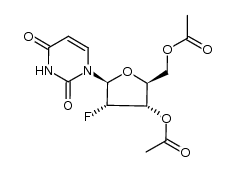 1-(3,5-di-O-acetyl-2-deoxy-2-fluoro-β-L-ribofuranosyl)uracil结构式