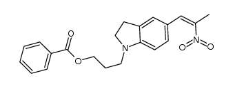 1-(3-benzoyloxypropyl)-5-(2-nitro-1-propenyl)-2,3-dihydroindole结构式