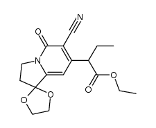Ethyl 2-(6-cyano-5-oxo-2,3-dihydro-5H-spiro[indolizine-1,2'-[1,3]dioxolan]-7-yl)butanoate Structure