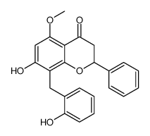 7-hydroxy-8-[(2-hydroxyphenyl)methyl]-5-methoxy-2-phenyl-2,3-dihydrochromen-4-one结构式