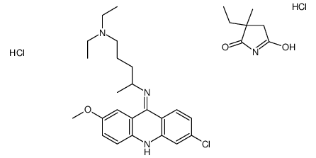 4-N-(6-chloro-2-methoxyacridin-9-yl)-1-N,1-N-diethylpentane-1,4-diamine,3-ethyl-3-methylpyrrolidine-2,5-dione,dihydrochloride Structure