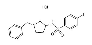 (R)-n-(1-苄基-吡咯烷-3-基)-4-碘-苯磺酰胺盐酸盐结构式