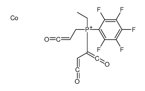 cobalt,1,4-dioxobuta-1,3-dien-2-yl-ethyl-(3-oxoprop-2-enyl)-(2,3,4,5,6-pentafluorophenyl)phosphanium Structure