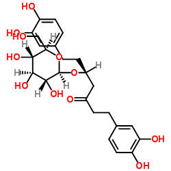 (S)-1,7-双(3,4-二羟基苯基)庚烷-3-酮-5-O-BETA-D-吡喃葡萄糖甙结构式