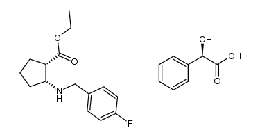 (1S,2R)-ethyl 2-((4-fluorobenzyl)amino)cyclopentanecarboxylate (R)-2-hydroxy-2-phenylacetate结构式
