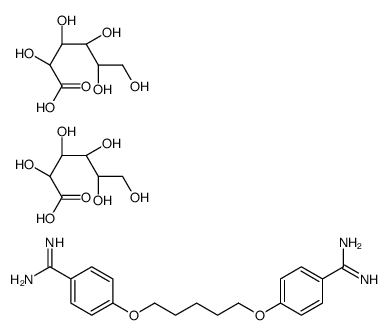4-[5-(4-carbamimidoylphenoxy)pentoxy]benzenecarboximidamide,(2R,3S,4R,5R)-2,3,4,5,6-pentahydroxyhexanoic acid Structure