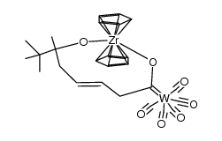 trans-(η5-cyclopentadienyl)2ZrOC{=W(CO)5}CH2CH=CHCH2Ce(CMe3)O Structure