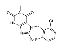 8-bromo-7-(2-chloro-6-fluorobenzyl)-1-methyl-3,7-dihydro-1H-purine-2,6-dione结构式