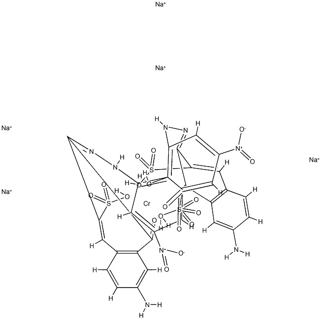 双[6-氨基-4-羟基-3-[(2-羟-5-硝基-3-磺苯基)偶氮]-2-萘磺酸根合(4-)]铬酸(5-)五钠结构式