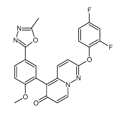 2-(2,4-二氟苯氧基)-5-(2-甲氧基-5-(5-甲基-1,3,4-噁二唑-2-基)苯基)-6H-吡啶并[1,2-b]吡嗪-6-酮结构式