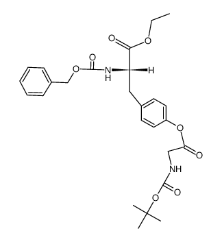 N-(benzyloxycarbonyl)-O-[(tert-butoxycarbonyl)glycyl]-L-tyrosine ethyl ester结构式