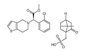 (R)-(-)-camphorsulphonic scid salt of methyl (R)-(-)-α-(2-chlorophenyl)-6,7-dihydrothieno[3,2-c]pyridine-5(4H)-acetate结构式