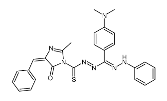 (4E)-N-[(E)-N-anilino-C-[4-(dimethylamino)phenyl]carbonimidoyl]imino-4-benzylidene-2-methyl-5-oxoimidazole-1-carbothioamide结构式