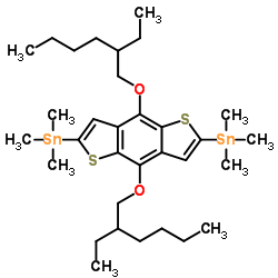 4,8-双[(2-乙基己基)氧基]-2,6-双(三甲基锡)苯并[1,2-b:4,5-b']二噻吩结构式