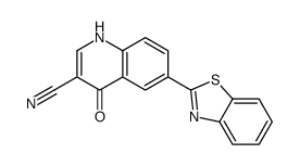 6-(2-苯并噻唑)-1,4-二氢-4-氧代-3-喹啉甲腈结构式