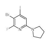 3-bromo-2-fluoro-4-iodo-6-pyrrolidin-1-ylpyridine结构式