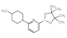 2-(4-甲基-1-哌啶基)-6-(4,4,5,5-四甲基-1,3,2-二噁硼烷-2-基)吡啶结构式