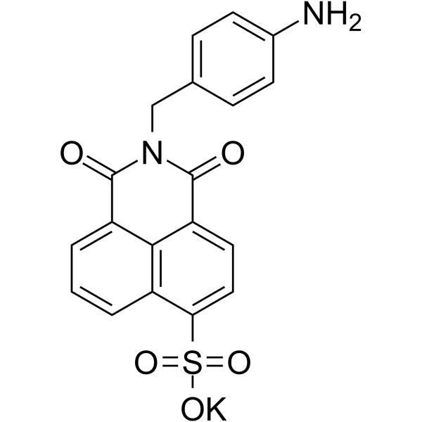 4-Sulfo-N-(4-aminobenzyl)-1,8-naphthalimide potassium结构式