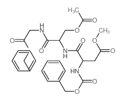 methyl 3-[[2-acetyloxy-1-(phenylmethoxycarbonylmethylcarbamoyl)ethyl]carbamoyl]-3-phenylmethoxycarbonylamino-propanoate structure