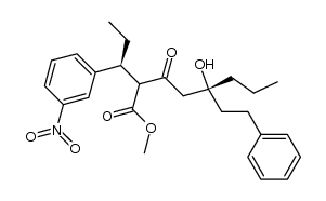 (5R)-methyl 5-hydroxy-2-((S)-1-(3-nitrophenyl)propyl)-3-oxo-5-phenethyloctanoate结构式