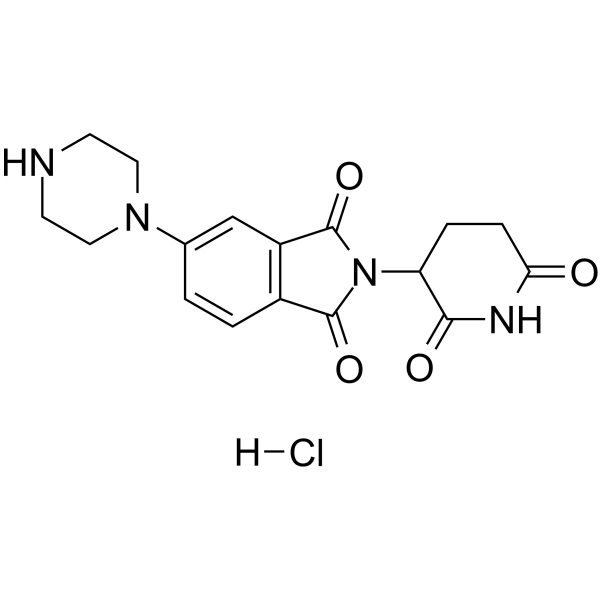 2-(2,6-二氧代哌啶-3-基)-5-(哌嗪-1-基)-2,3-二氢-1H-异吲哚-1,3-二酮盐酸盐结构式