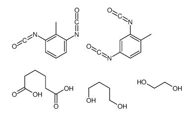 己二酸与1,4-丁二醇、1,3-二异氰酸根合-2-甲苯、2,4-二异氰酸根合-1-甲苯和1,2-乙二醇的聚合物结构式