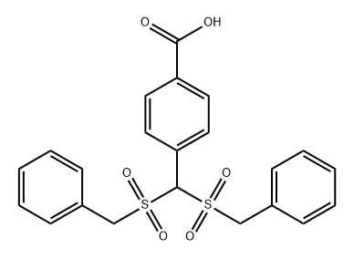 Benzoic acid, 4-[bis[(phenylmethyl)sulfonyl]methyl]- Structure