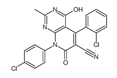 (9CI)-5-(2-氯苯基)-8-(4-氯苯基)-1,4,7,8-四氢-2-甲基-4,7-二氧代吡啶并[2,3-d]嘧啶-6-甲腈结构式