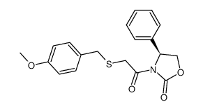 (4S)-3-{2-[(4-methoxyphenyl)methylthio]acetyl}-4-phenyl-1,3-oxazolidin-2-one结构式