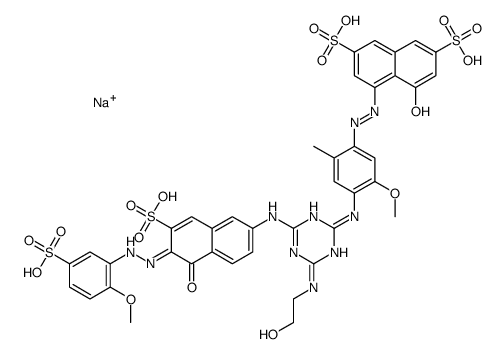 sodium,4-hydroxy-5-[[4-[[4-(2-hydroxyethylamino)-6-[[(6Z)-6-[(2-methoxy-5-sulfophenyl)hydrazinylidene]-5-oxo-7-sulfonaphthalen-2-yl]amino]-1,3,5-triazin-2-yl]amino]-5-methoxy-2-methylphenyl]diazenyl]naphthalene-2,7-disulfonic acid Structure