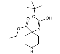 4-((叔丁氧基羰基)氨基)哌啶-4-羧酸乙酯结构式