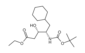 (3S)-3-hydroxy-(4S)-4-((tert-butyloxycarbonyl)amino)-5-cyclohexylpentanoic acid ethyl ester Structure