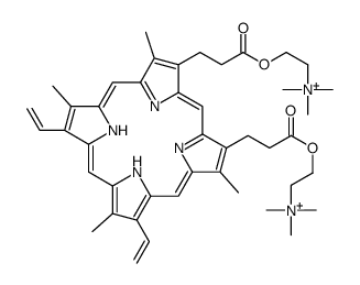 2-[3-[7,12-bis(ethenyl)-3,8,13,17-tetramethyl-18-[3-oxo-3-[2-(trimethylazaniumyl)ethoxy]propyl]-22,23-dihydroporphyrin-2-yl]propanoyloxy]ethyl-trimethylazanium Structure
